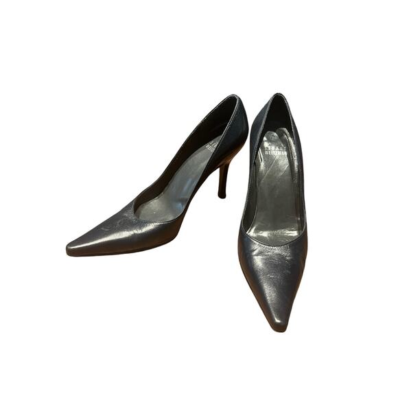 Stuart Weitzman Navy Blue Leather Pumps Size 5.5 M - Picture 1 of 6